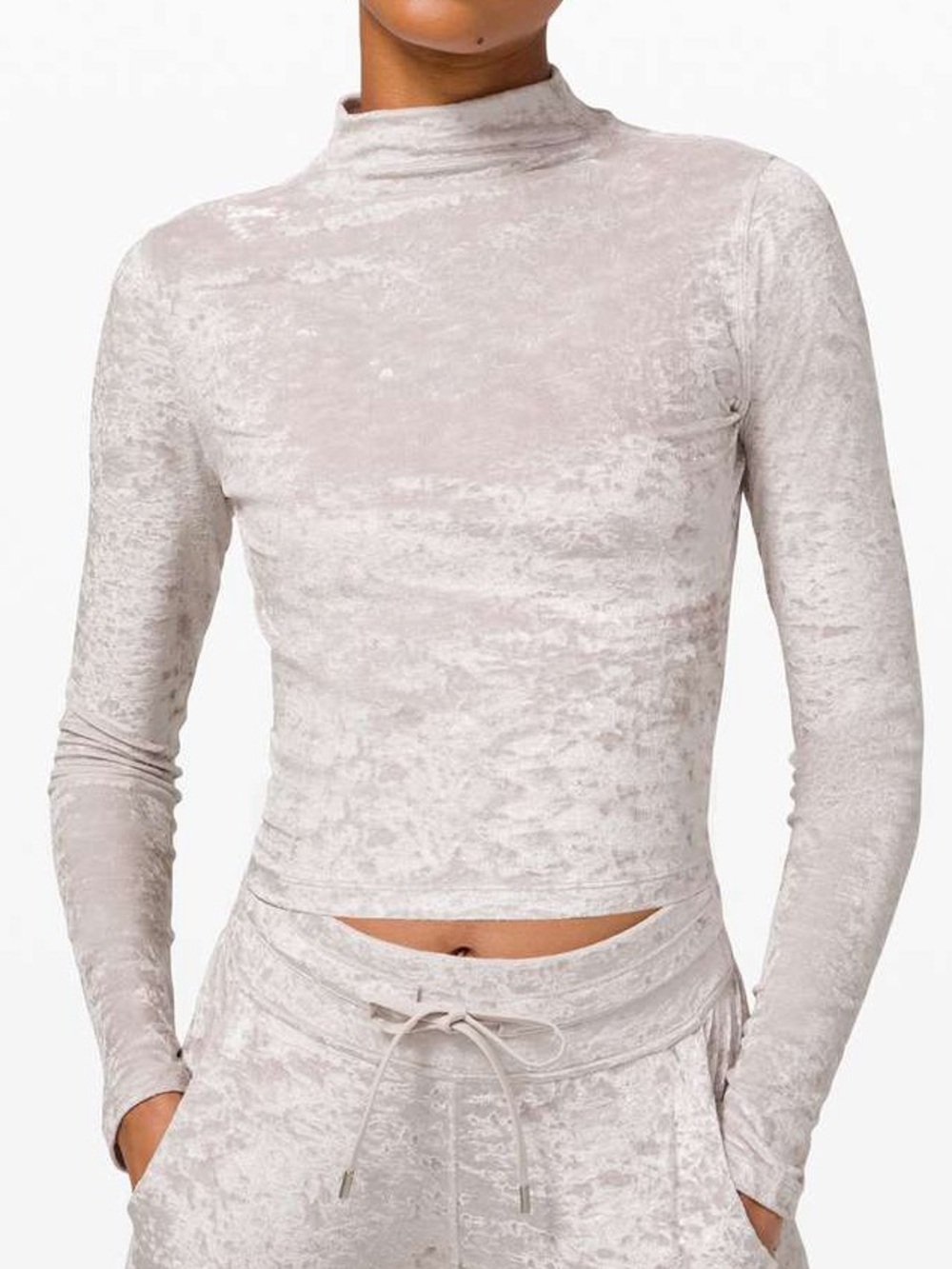 Lululemon All Aligned Mock Neck Crushed Velvet Cropped Long Sleeve